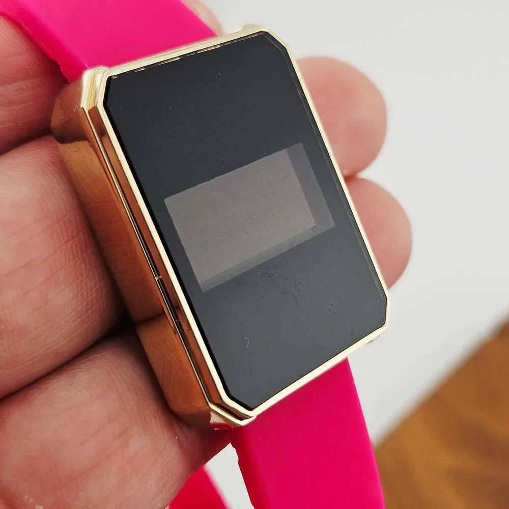 Aeropostale Women's Rectangle Dial Digital Watch Sporty Hot Pink Silicone Band